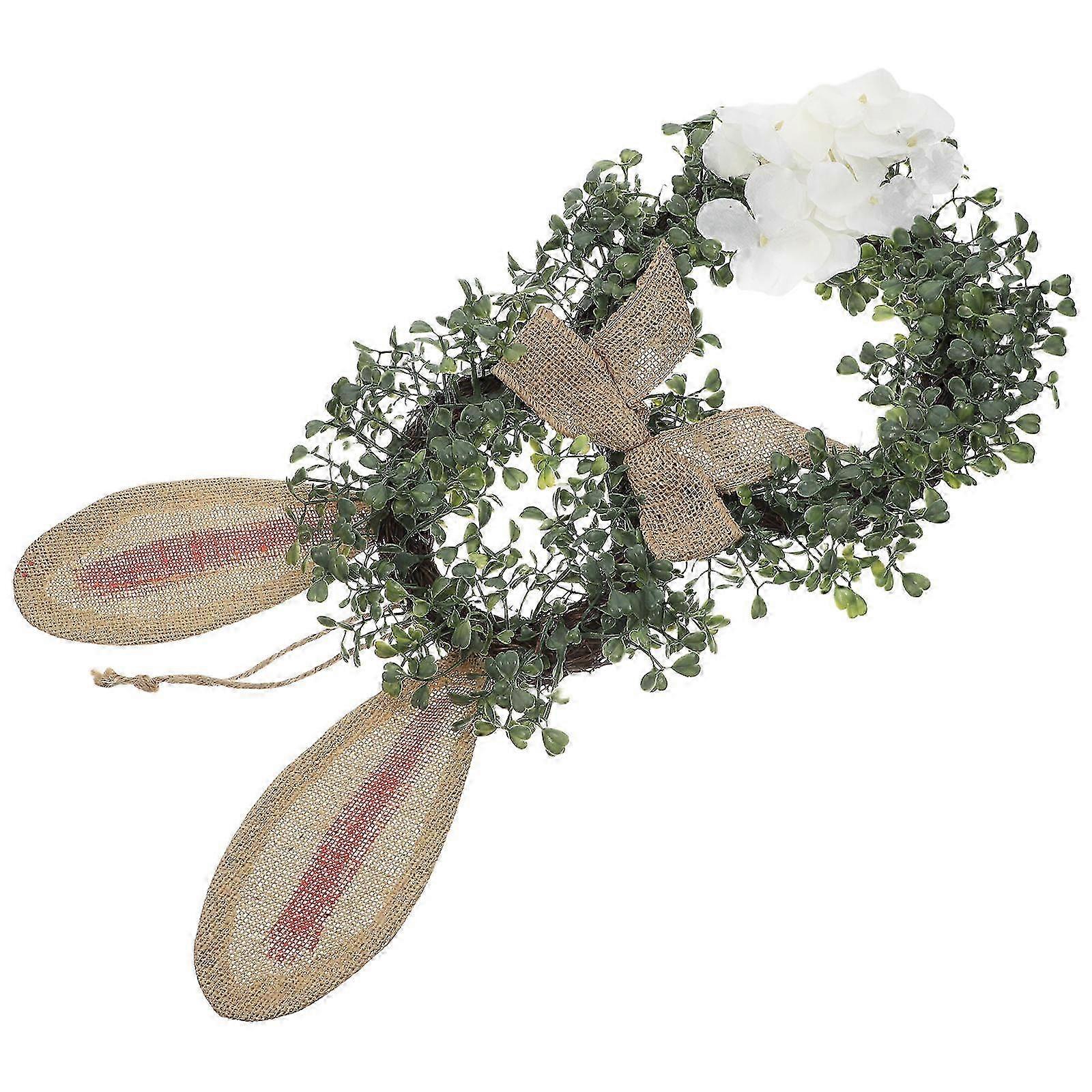 Spring Door Wreath Featuring Easter Bunny compatible with Indoor Decoration