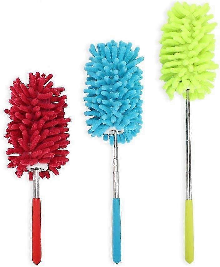 Microfiber Extendable Hand Dusters Washable Dusting Brush with Telescoping Pole for Cleaning 3pcs