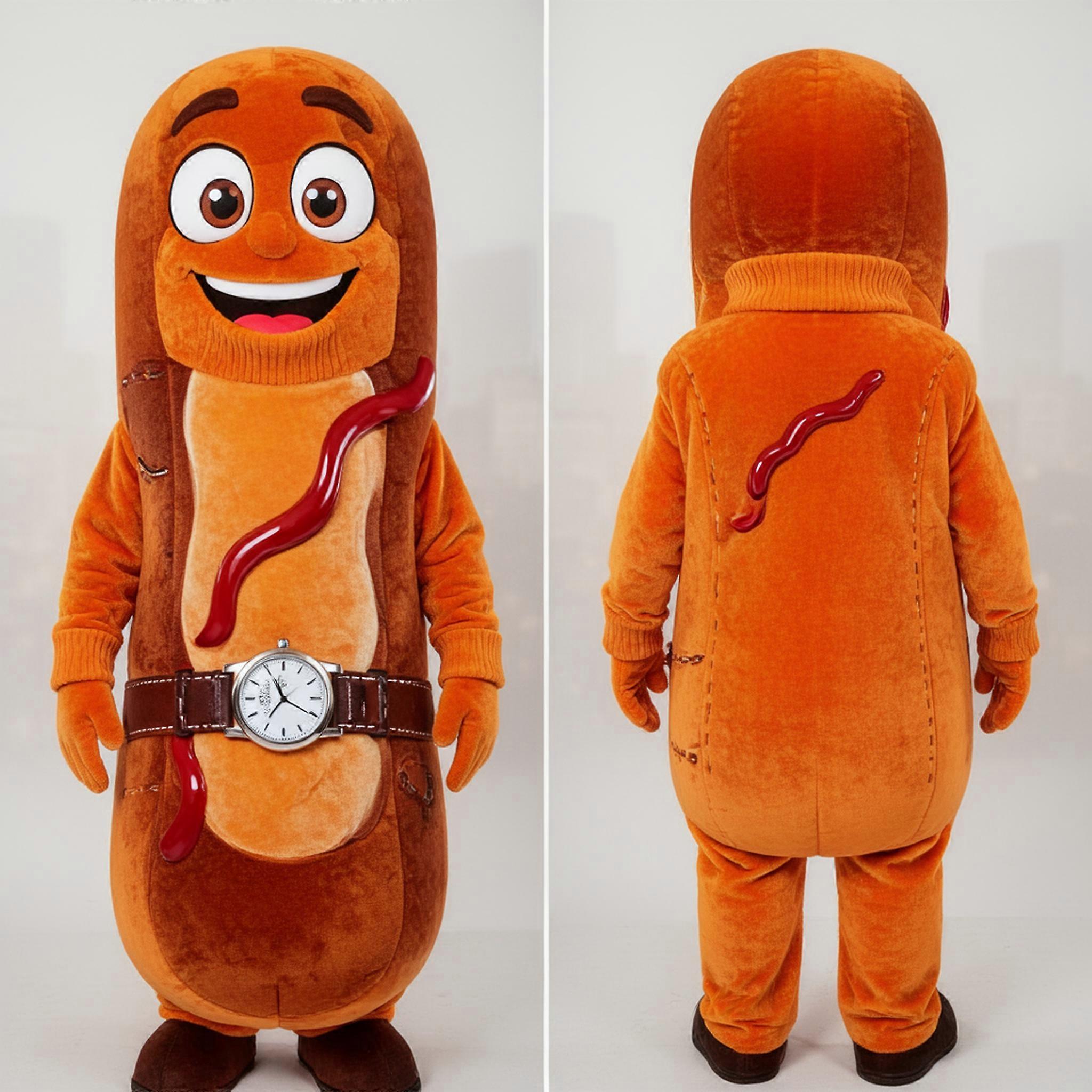 MASTICOT Vibrant Orange Cartoon Currywurst Mascot