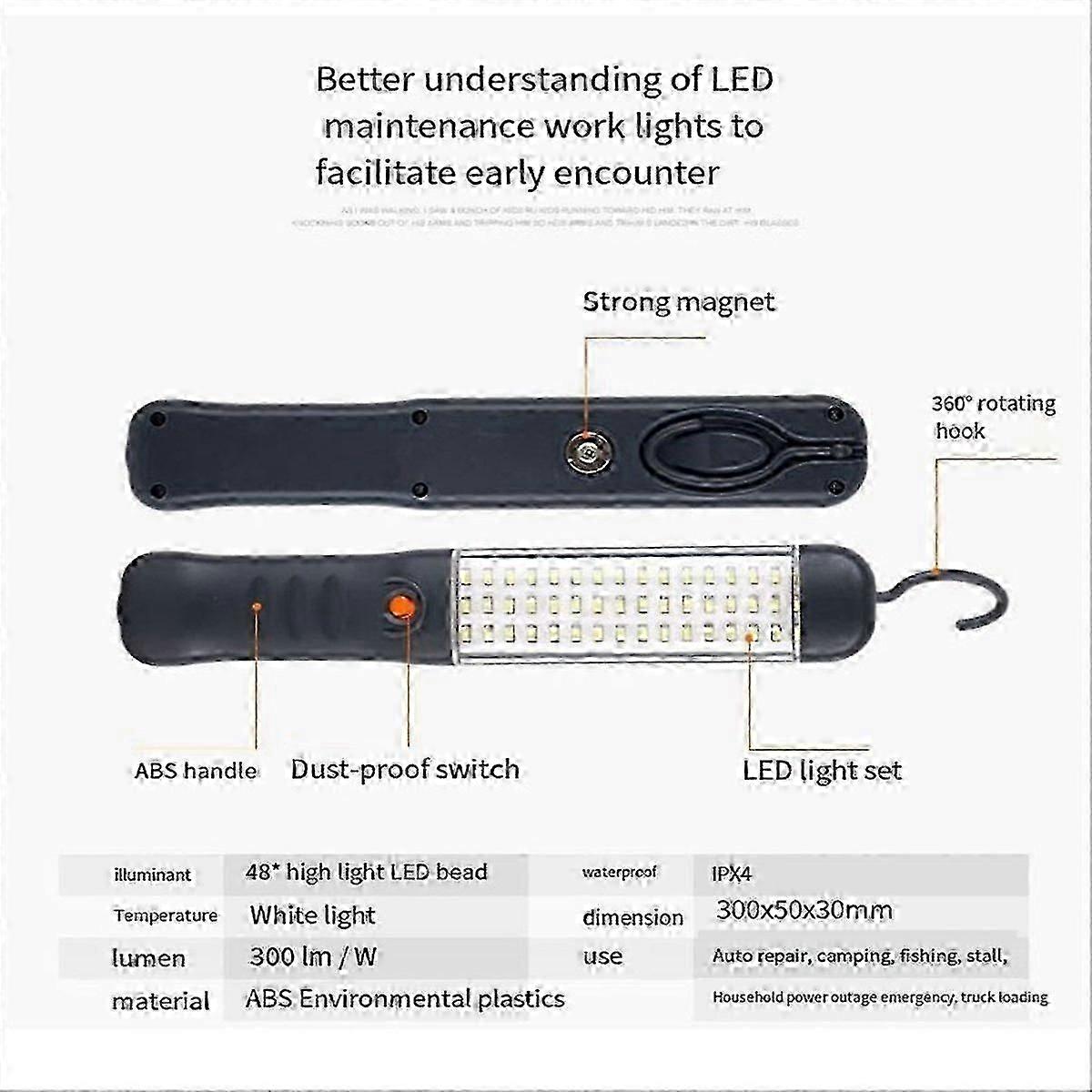 2PCS LED Flashlights Rechargeable Work Light