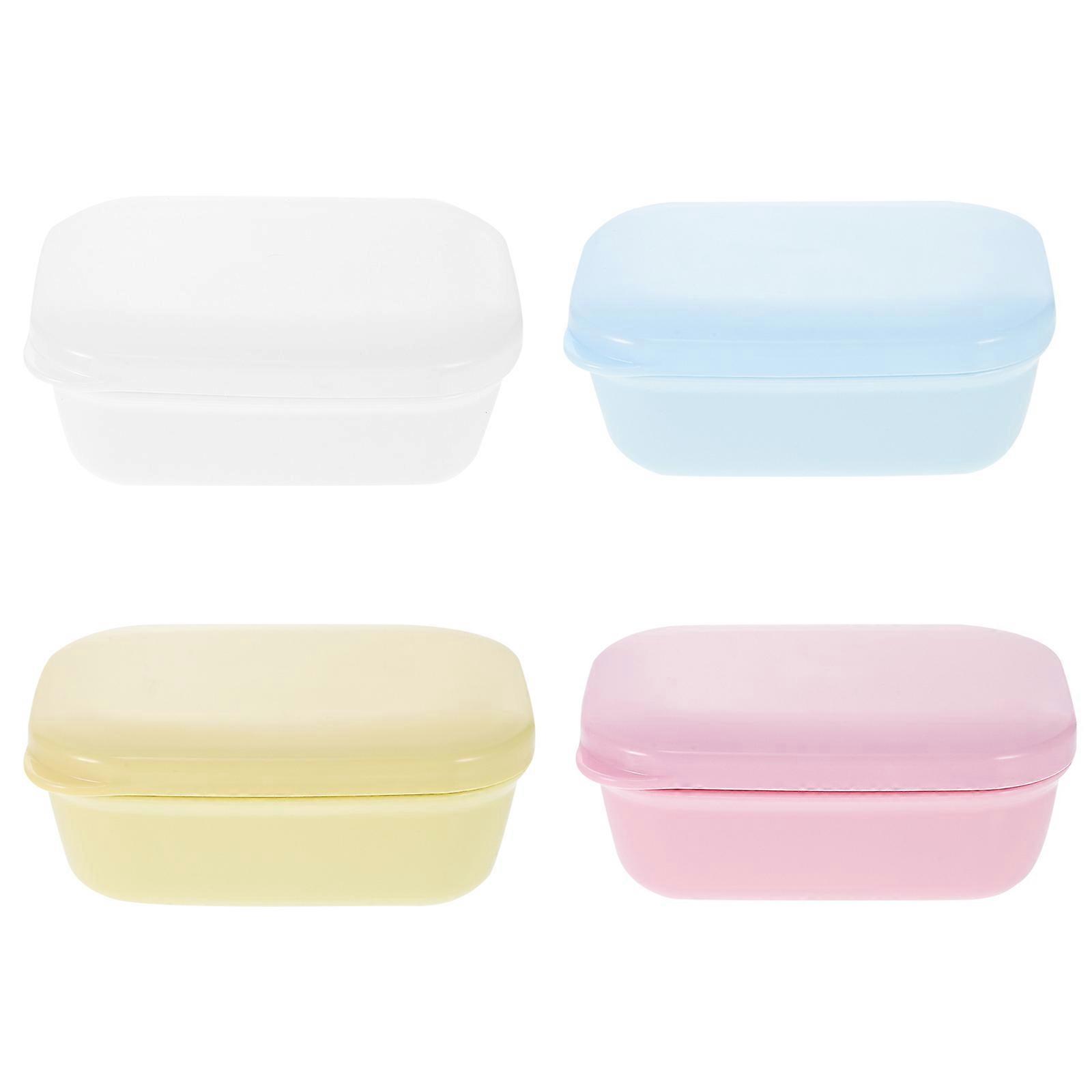 Assorted Color Soap Box Double Layer Soap Holder with Drain 4Pcs for Kitchen