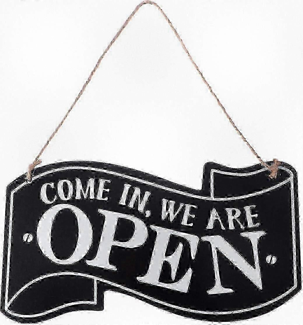 Two-Sided Wooden Door Sign Open Closed