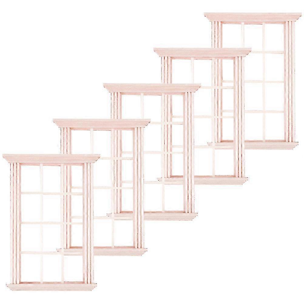 Wooden Mini House Window Frames Miniature Accessories compatible with Decor 5Pcs