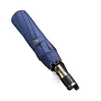 Windproof Inverted Umbrella for Rain with Reflective Stripes Compact Automatic Folding Umbrella for Men Blue