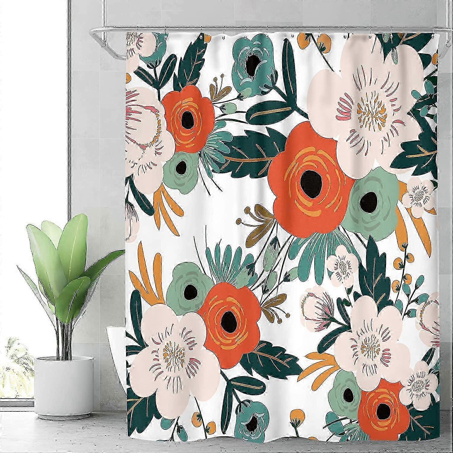 Waterproof Floral Shower Curtain Set