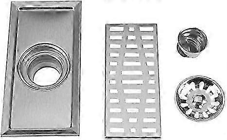 Rectangular Shower Drain 20X10Cm Rectangular Stainless Steel Drain Pit Bathroom Shower Kitchen Waste Grid With Removable Filter