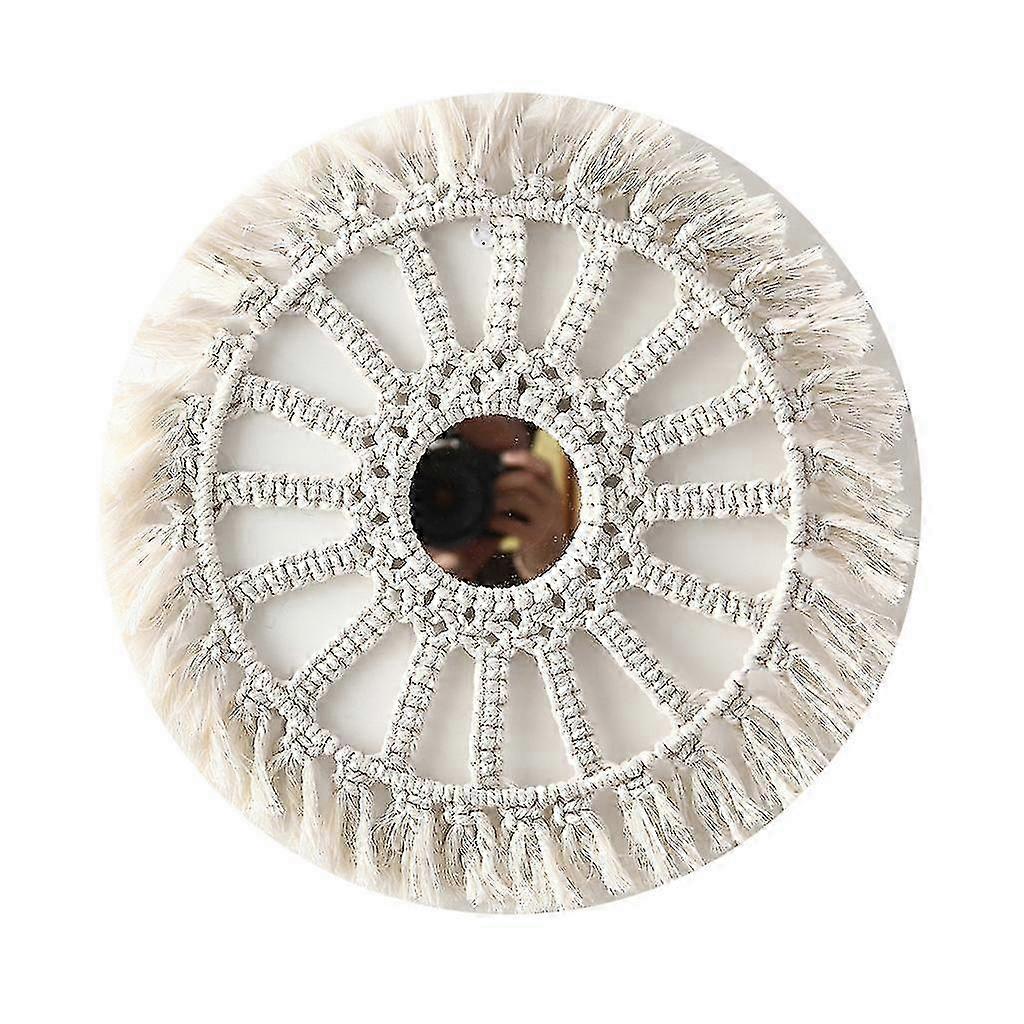 Boho Round Mirror With Macrame Frame
