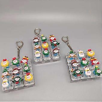 9 Keys Christmas Fidget Keychain BPA-Free Cartoon Charms Press Buttons Anti-Anxiety Toy for Kids Toddlers Travel Entertainment