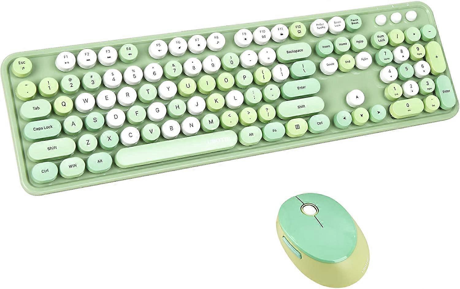 Ergonomic Wireless Keyboard Mouse Set with Retro Keycaps and Sleep Function