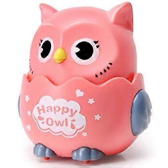 Pink Owl Wind Up Toy for Kids Classic Clockwork Crawling Boy and Girl Cartoon Sliding Gift