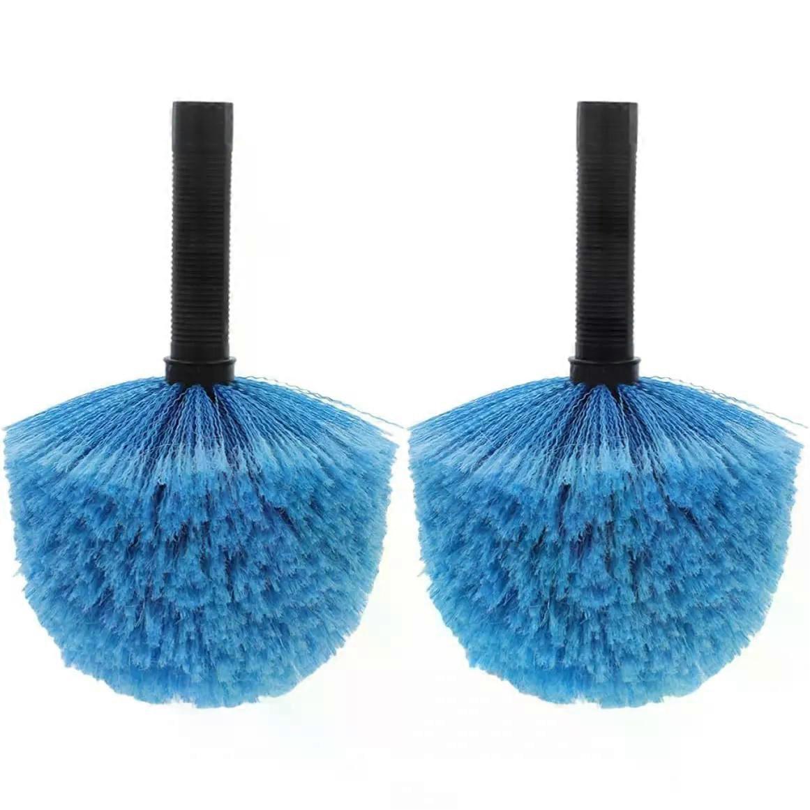 2pcs Blue Spherical Cobweb Duster Brush Head Secure Attachment