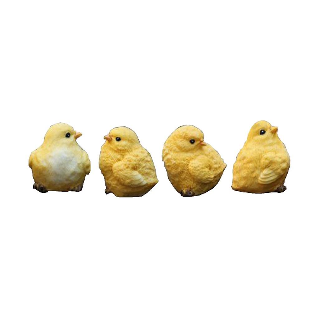 4pcs Emulation Little Yellow Chicken Set Animals Home Decor