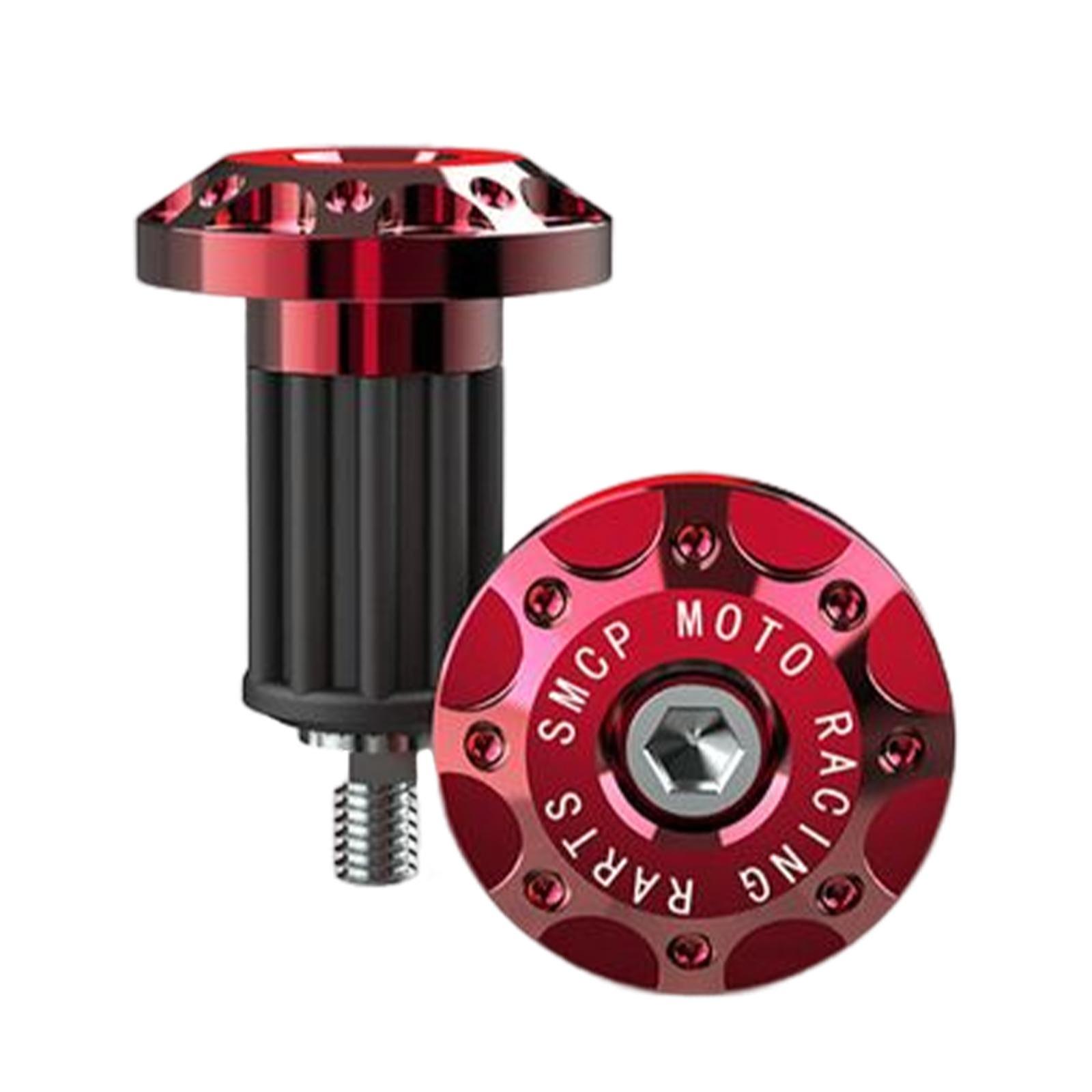 2Pcs Motorcycle Handle Bar End Grips Plug Caps CNC Aluminum Alloy  Red