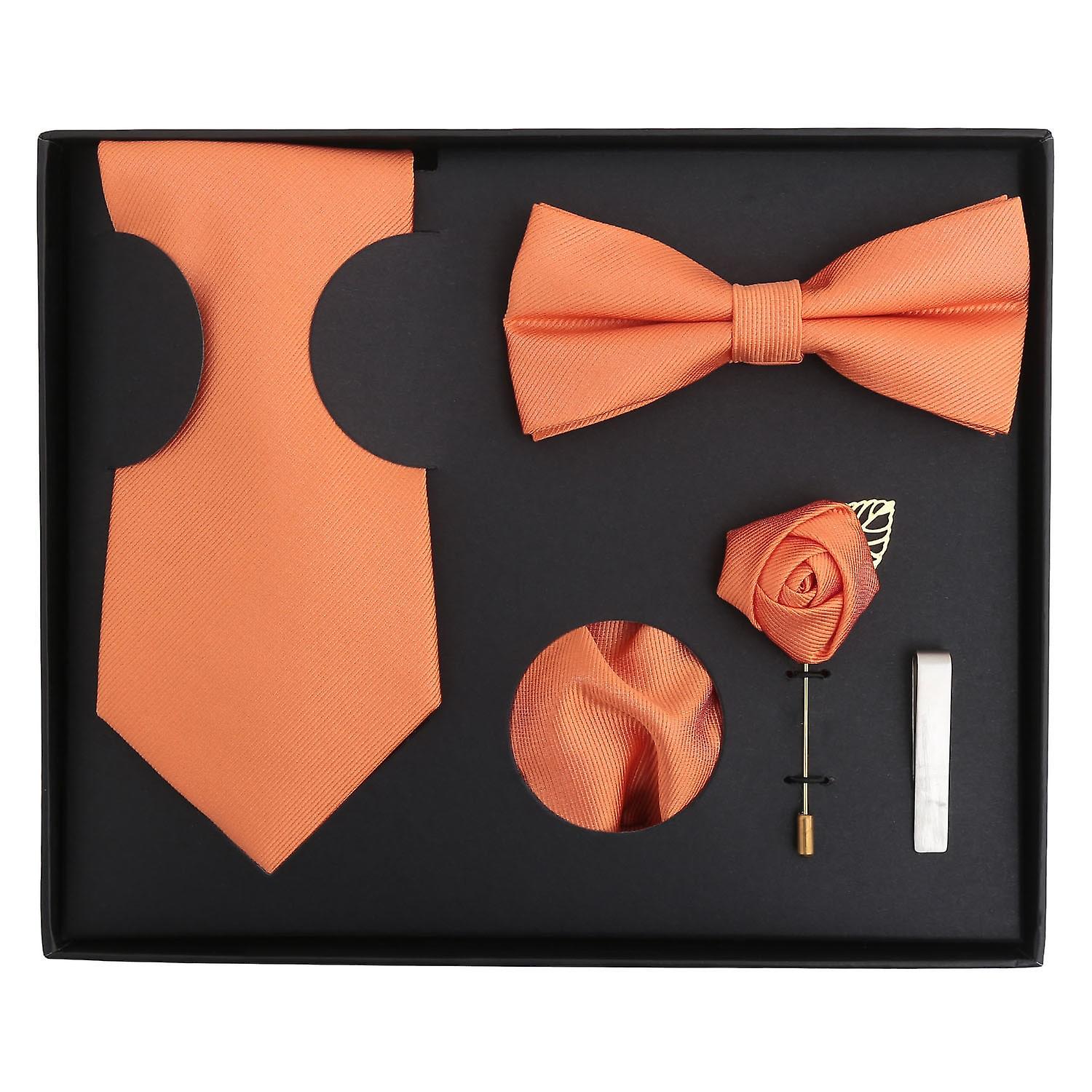 Orange Ochre Plain Twill Tie 5pc Gift Box Set