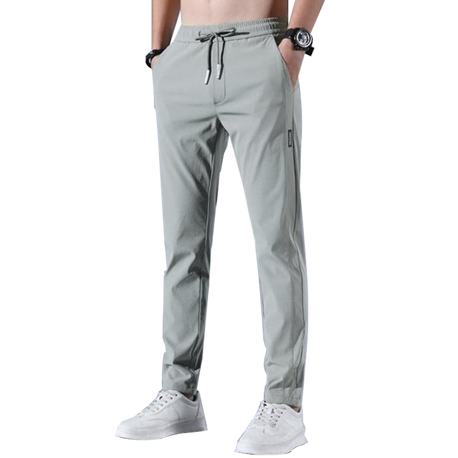Men's Fast Dry Stretch Pants,ice Cool Breathable Pants Running Jogger Drawstring Sweatpants