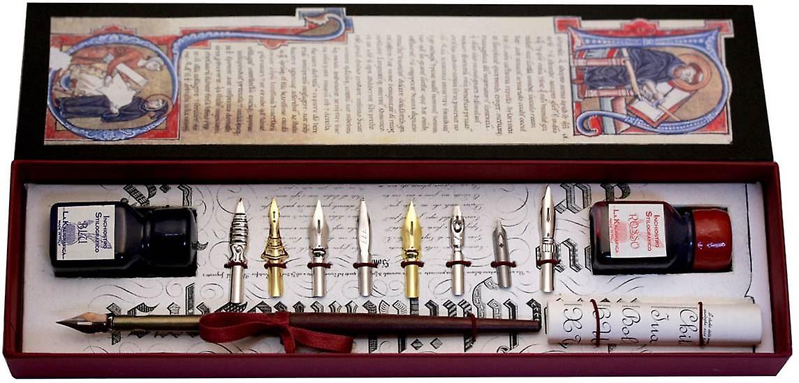 Coles Calligraphy Wood Pen, 8 Nibs, 2 Ink Bottles
