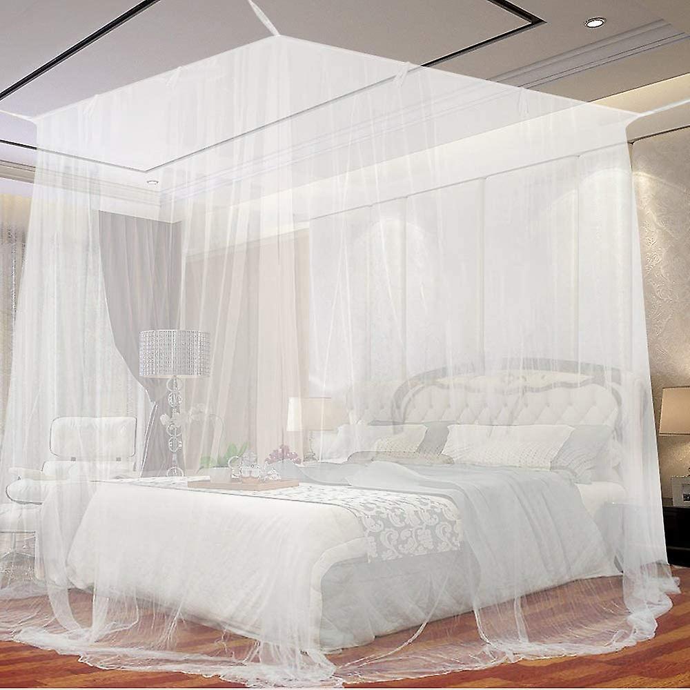 1.9*2.1*2.4M Bed Mosquito Net, Large Square Mosquito Net for Extra Large Bed, Indoor and Outdoor Canopy Mosquito Net for Single and Double Beds - Whit