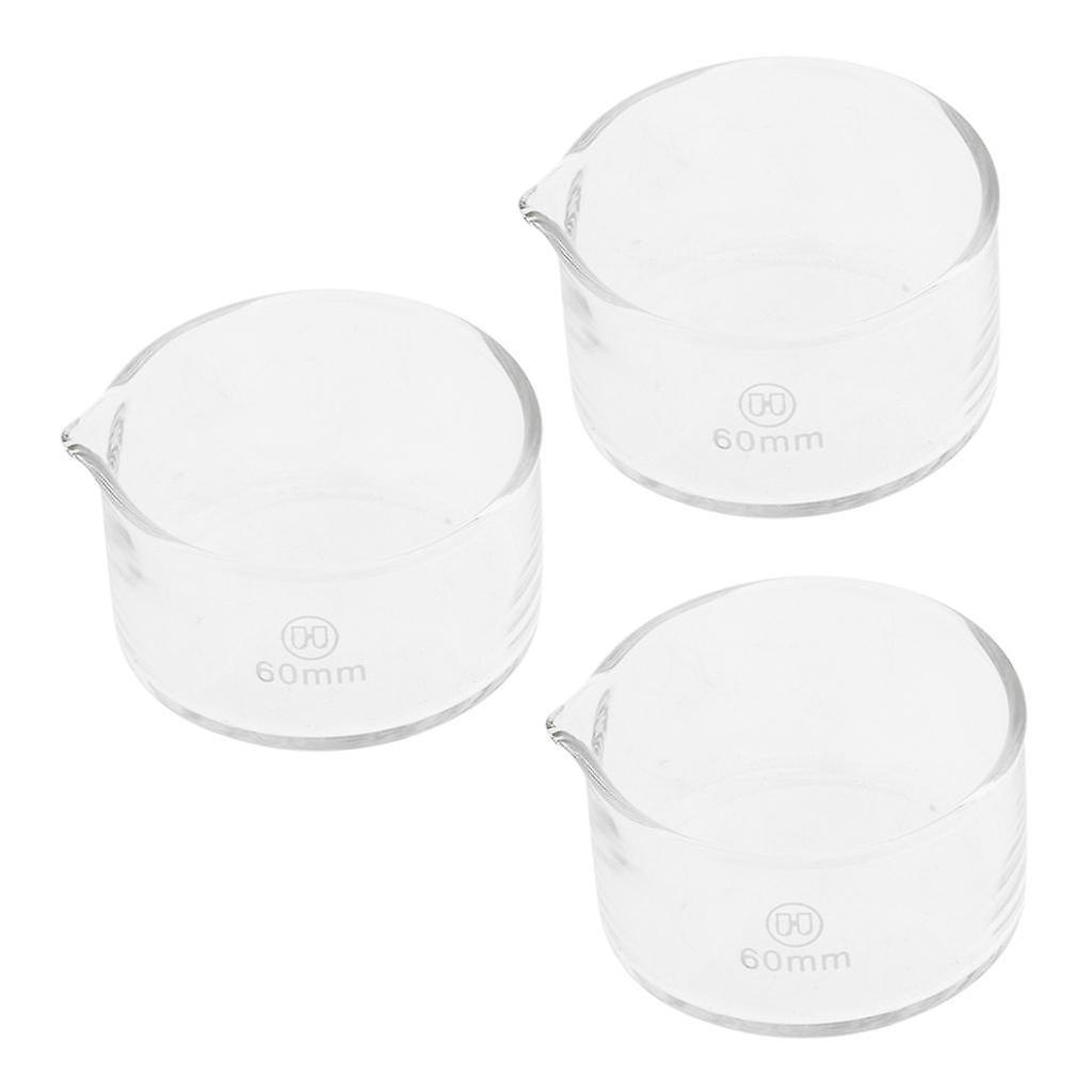 3 Pieces 60mm Reusable Glass Crystallizing Dishes, Borosilicate