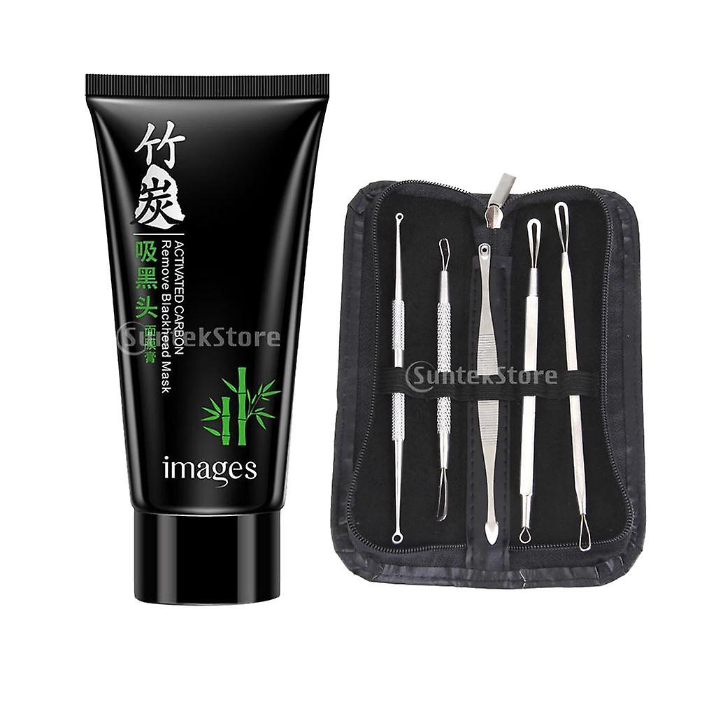 Blackhead Remover Peel off Acne Mud Face Strip Mask + Extractor Remover Kit