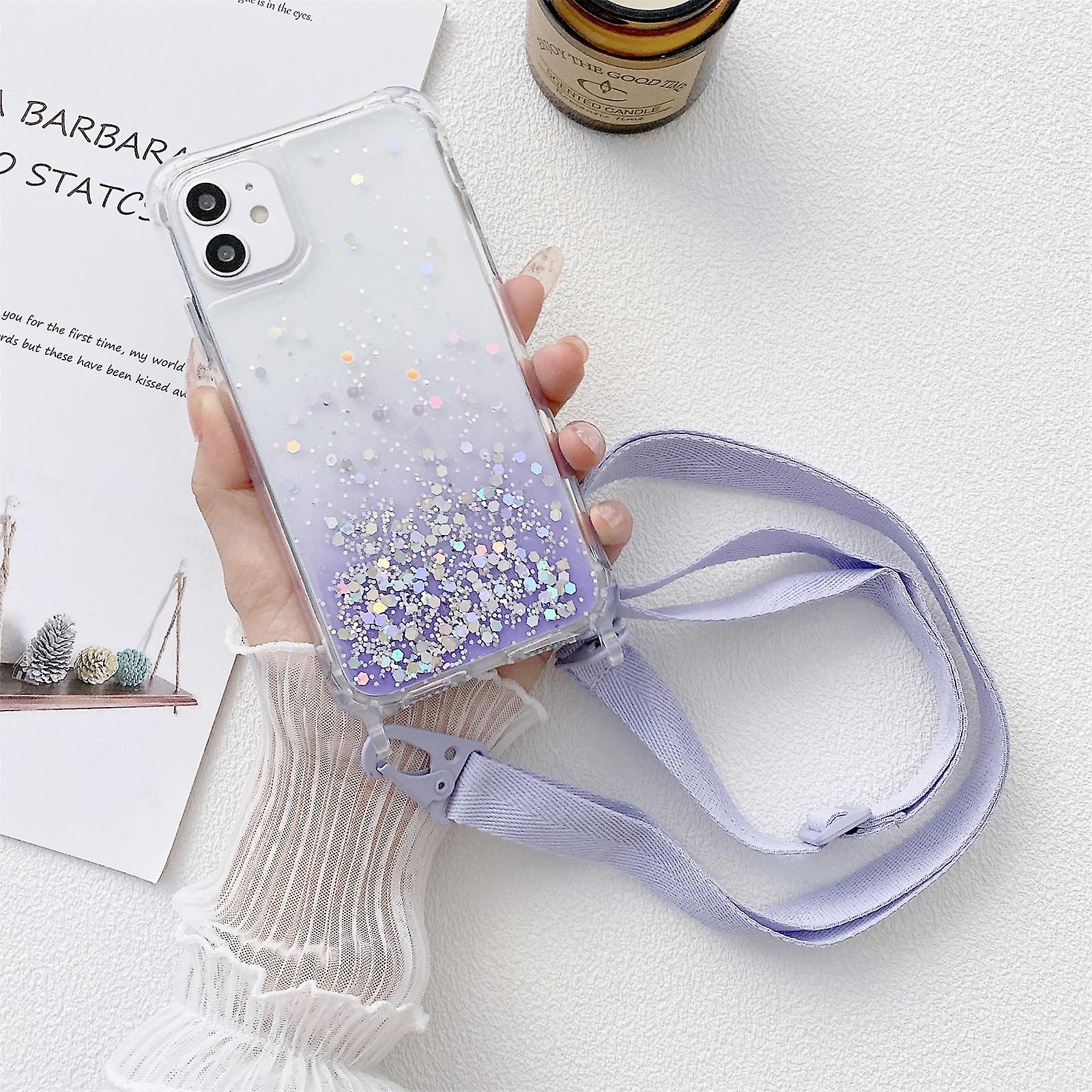 Glitter Powder Epoxy TPU Acrylic Case For iPhone 12 / 12 Pro