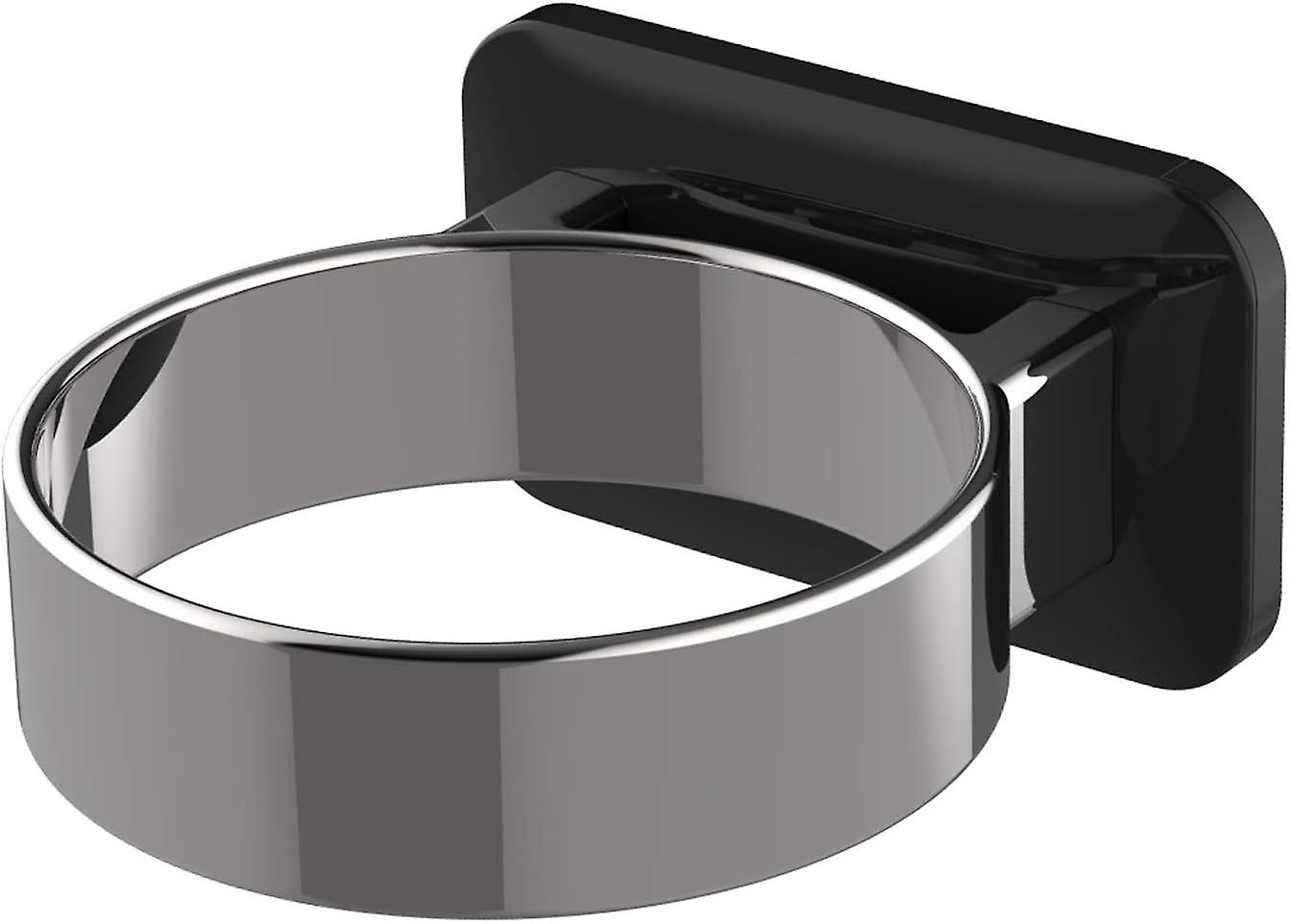 Porta asciugacapelli-nero, Porta asciugacapelli per bagno, Supporto per attrezzi per la cura dei capelli Supporto a parete - Bordo extra large (argento + nero)