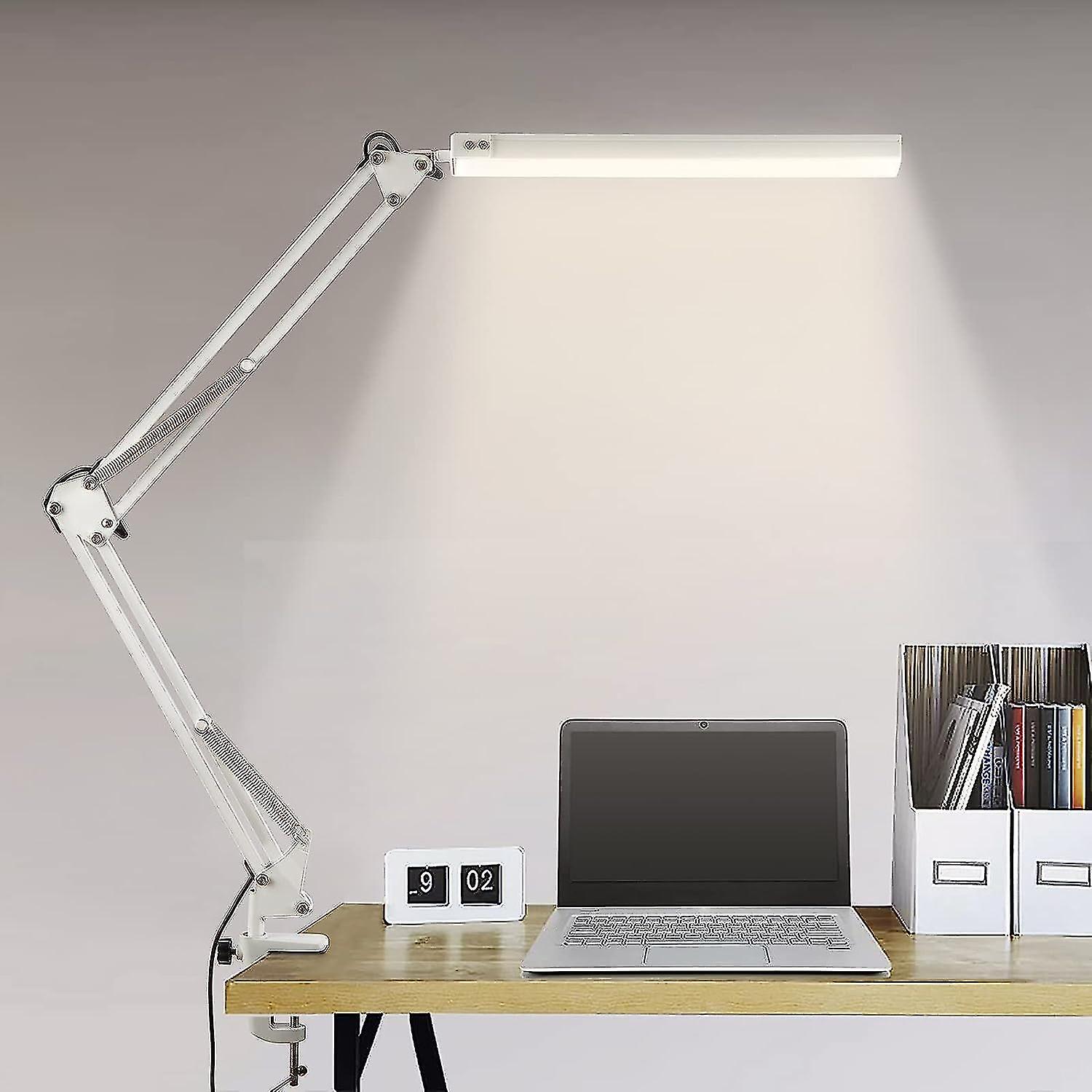 Led φωτιστικό γραφείου, πτυσσόμενο επιτραπέζιο φωτιστικό με σφιγκτήρα, 10 επίπεδα φωτεινότητας x 3 λειτουργίες χρώματος, ρυθμιζόμενο επιτραπέζιο φωτιστικό, προστασία ματιών, περιλαμβάνεται προσαρμογέας CE 5V / 2A