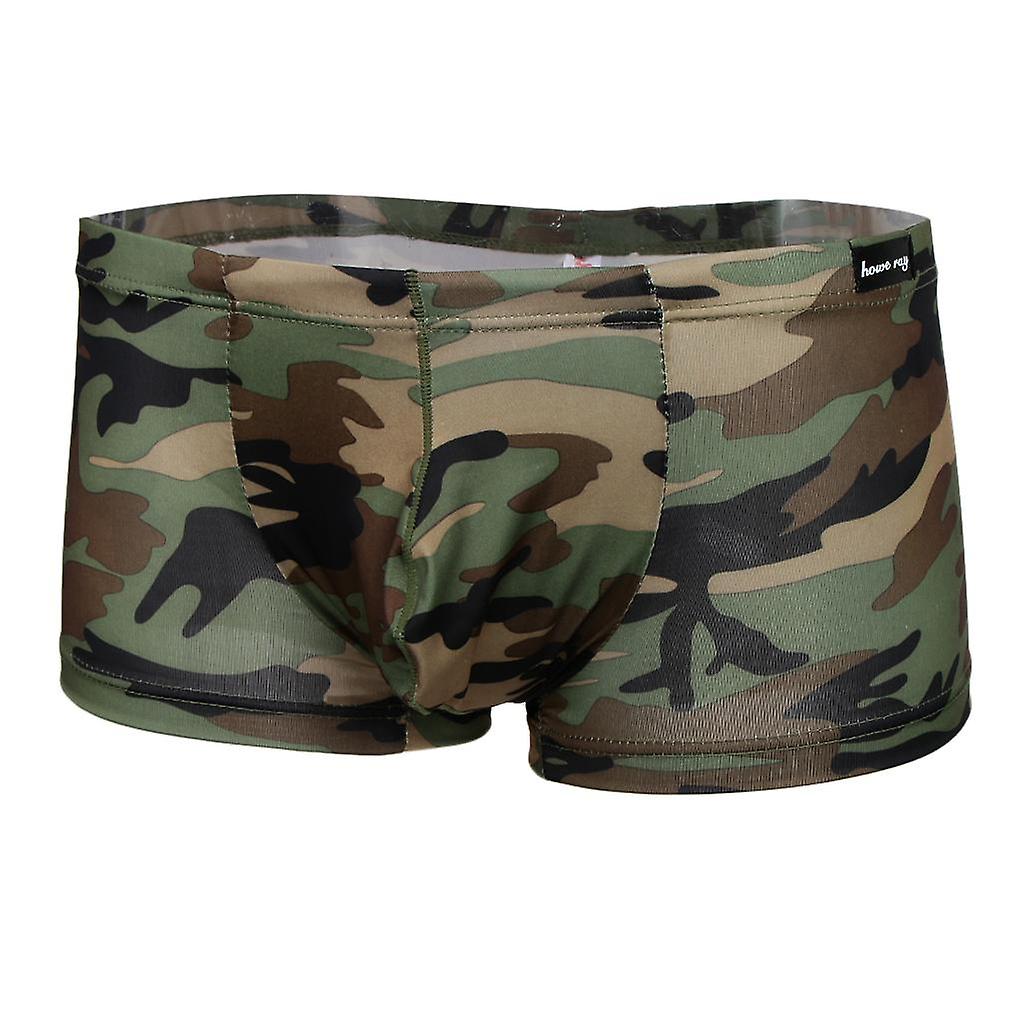 Army Green Kamouflage Mönstrade Män Boxer Trosor Shorts Underkläder Trunks L