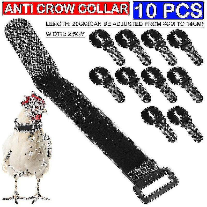 10 Pack Anti-crow Collars, Rooster Noiseless Neck Nylon Strap High Quality
