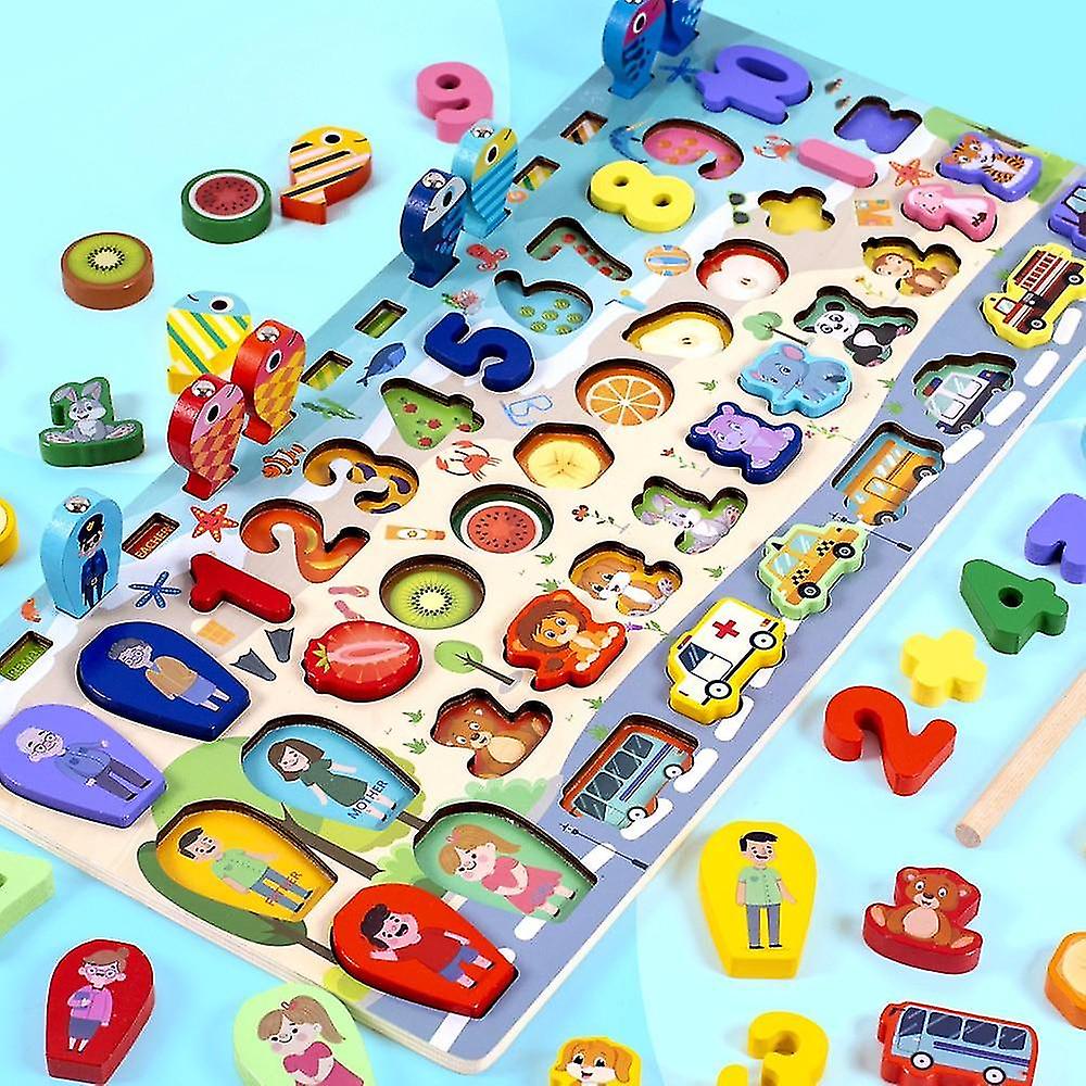 Fishing Toys Wooden Math Toys Character Traffic Animal Fruit Magnetic Fishing Toys Math Toys