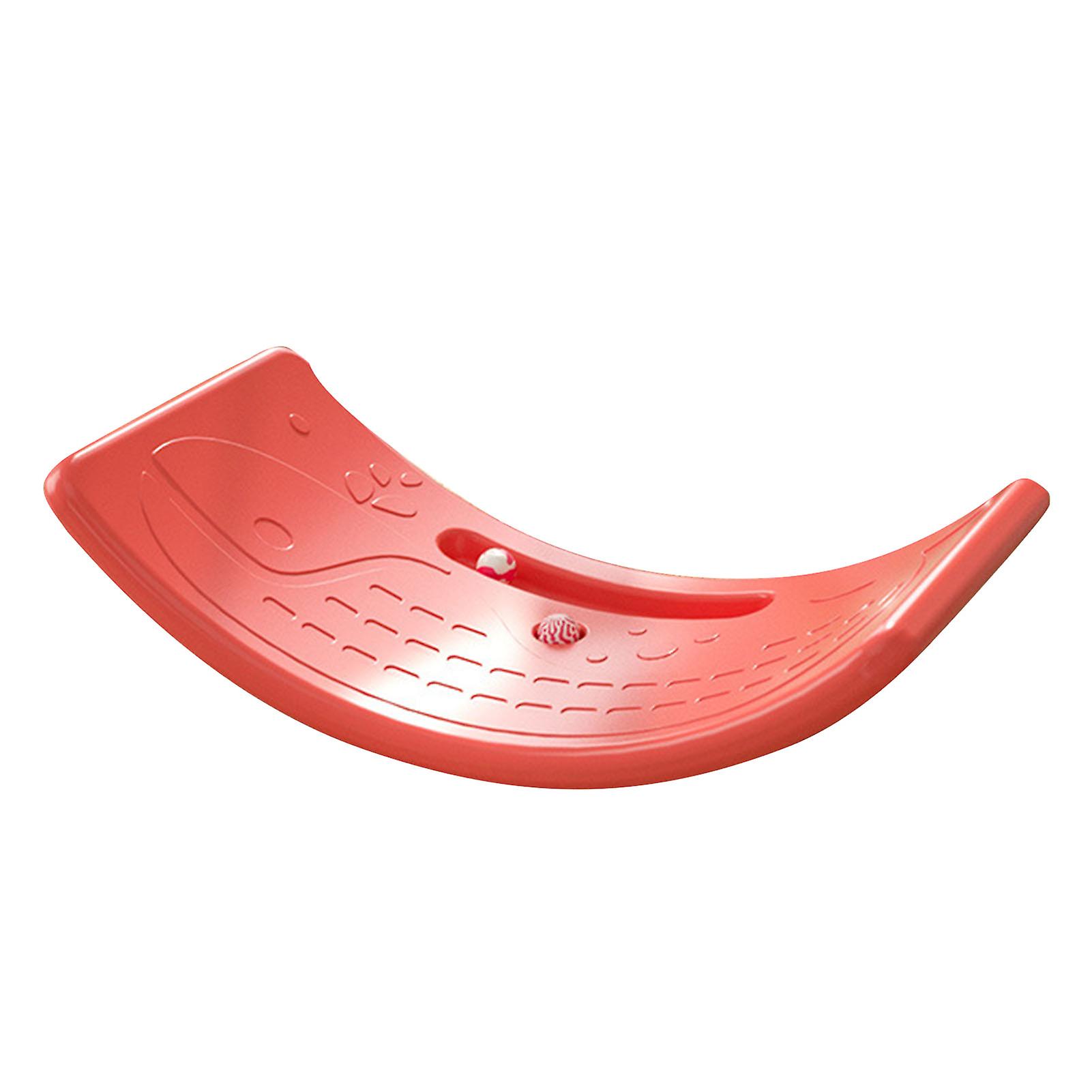 Kids Rocker Board Plastic Load Bearing 50kg / 110.2lb Children's Wobble Board for Exercise Indoor Birthday Gift Red