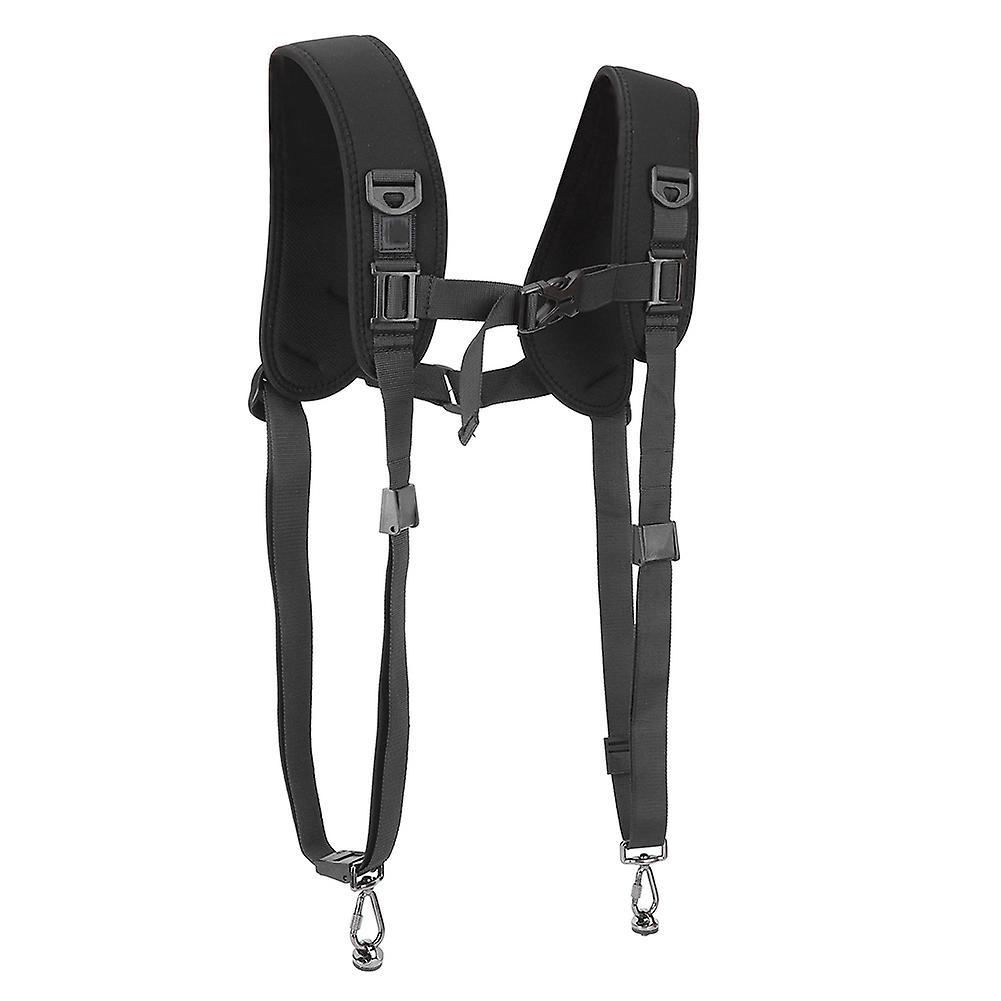 PU6002 Double Shoulder Camera Strap Soft Padding 365g Black