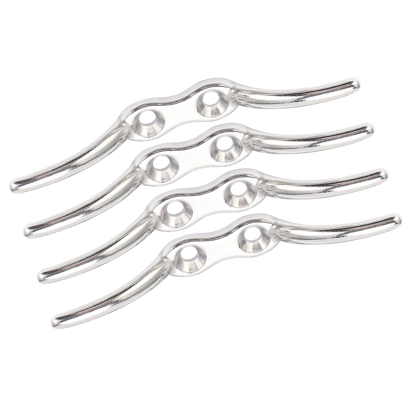 4 Pcs Flagpole Rope Cleat Hook Stainless Steel Corrosion Resistance Durable Flagpole Boat Column Fixed Cleats150mm