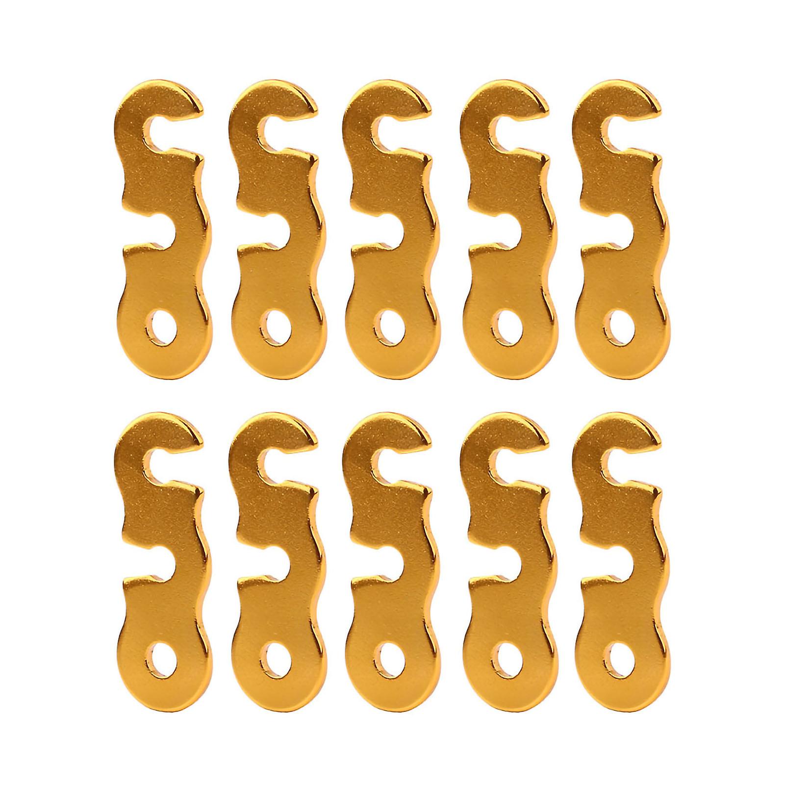 10pcs Quick Release Shelter Awning Tent Alloy Wind Rope Buckle Stopper(Gold S)