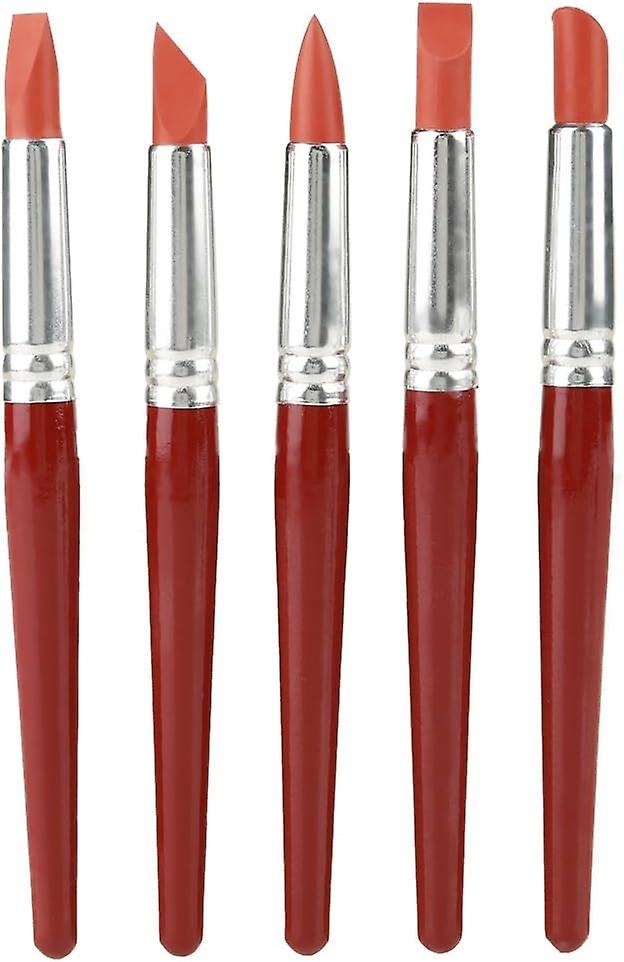 5Pcs Red Large Sized Rubber Tip Paint Clay Sculpture Pottery Shaping Carving Tool