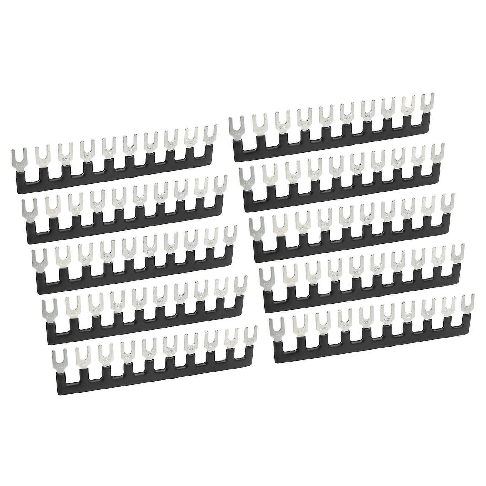 10Pcs 25A Jumper Block Terminal Strips Insulated TB Barrier Strip Fork Type Terminal Stripe Strips Black TB 2510