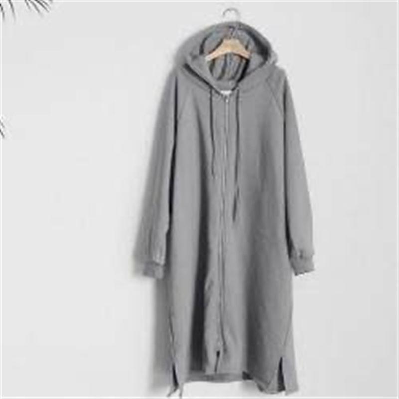 Donna Donna Felpa Con Cappuccio Zip Up Tasche Maniche Lunghe Felpe Con Cappuccio Top Giacca Midi Lunghezza