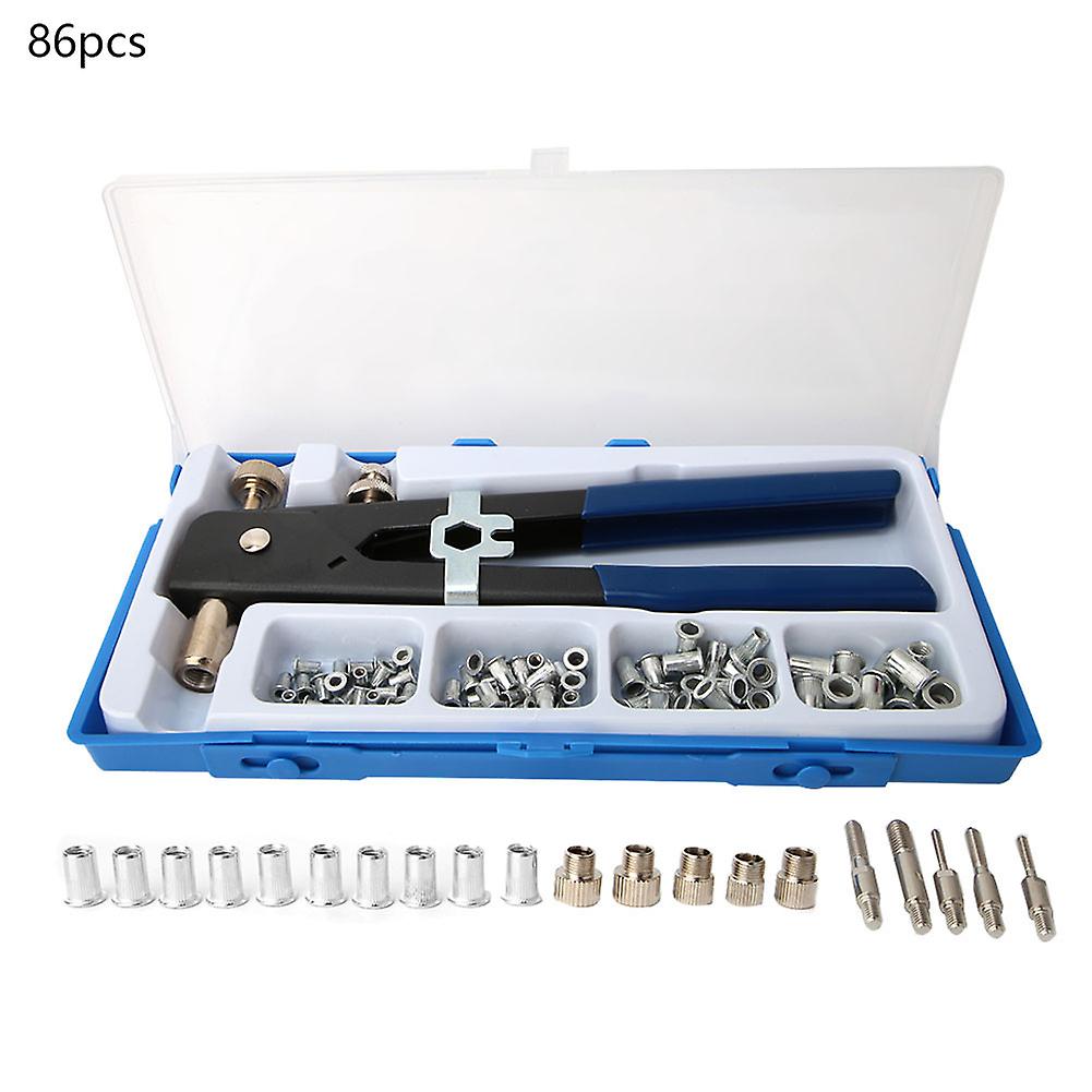86pcs Insert Hand Tool Kit: Manual Riveter & Rivet Nut Gun Set for M3/M4/M5/M6/M8