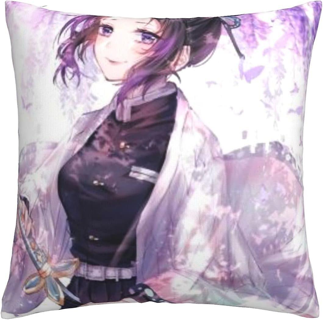 鬼滅の刃投げ枕ケースソフトクッションカバー枕カバーソファ家の装飾18 x 18インチ-鬼滅の刃4