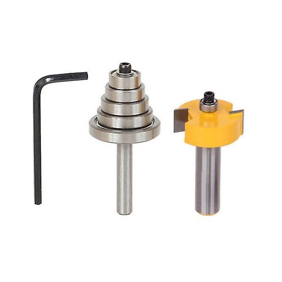 1Pc Rabbet Router Bit + 6Pcs Bearing Set Cutter Tenon Woodworking Carpentry Tool