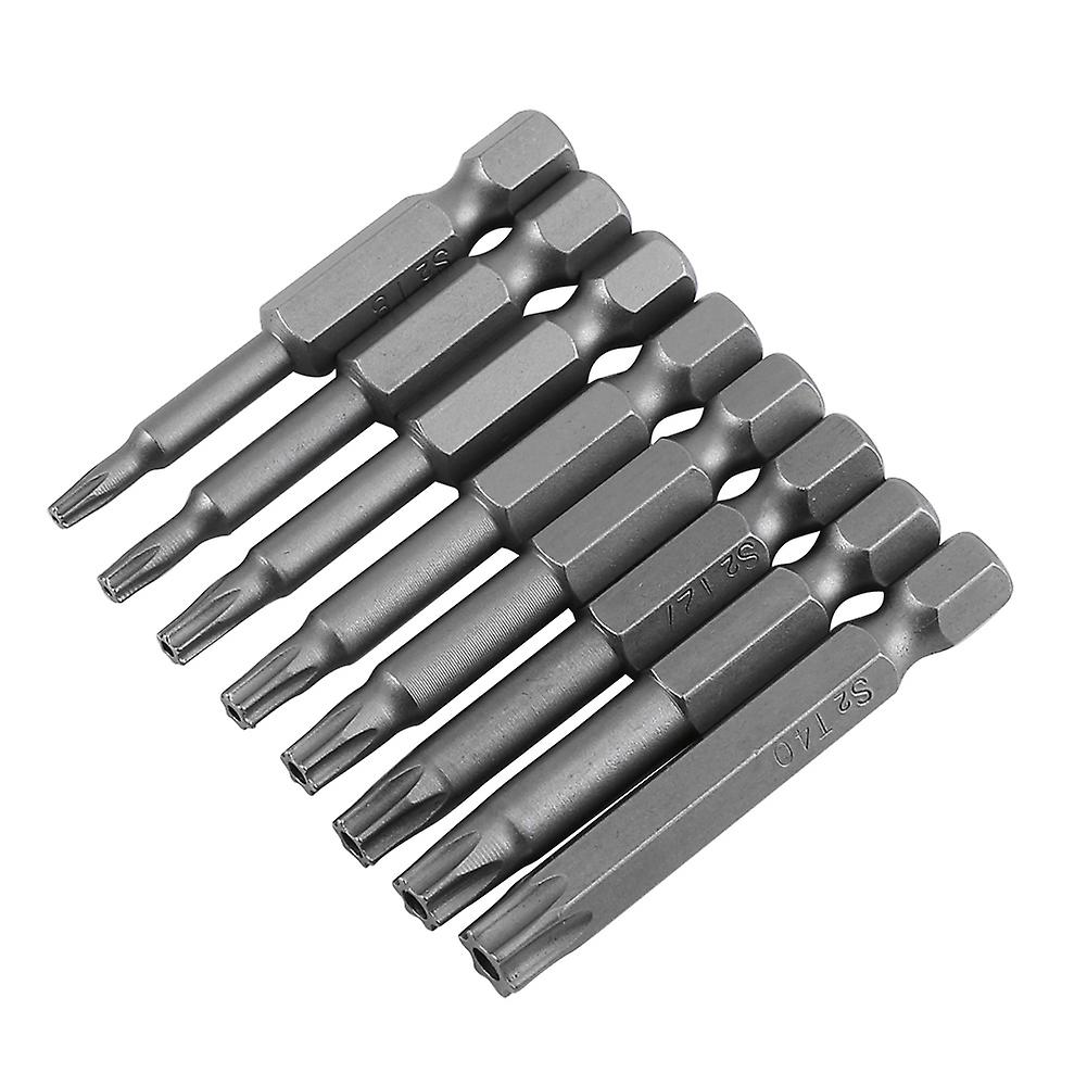Jeu de 8 embouts de tournevis magnétiques en acier à tige hexagonale 1/4" T8-T40, longueur 50 mm