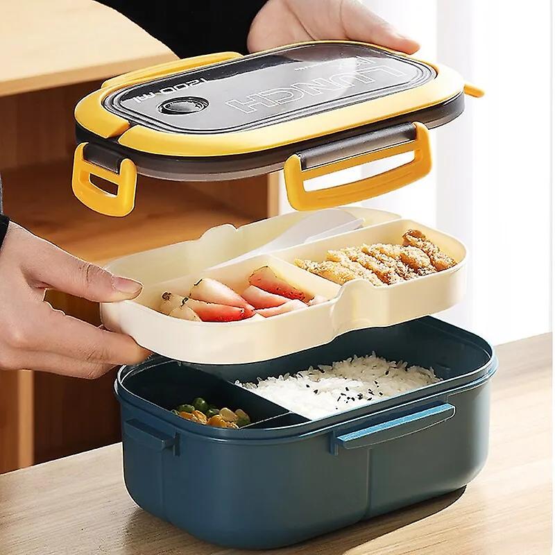 Single Double-layer Lunch Box Portable Compartment Fruit Food Box Microwave Lunch Box With Fork And 
