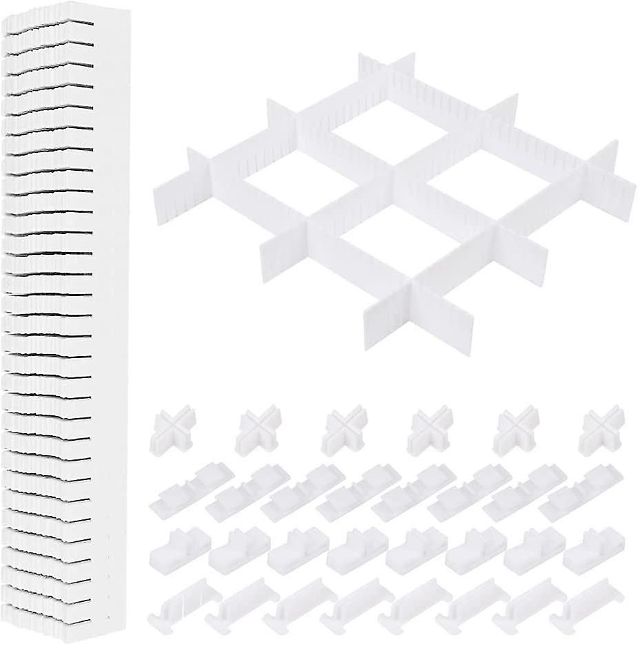 مجموعة من 40 منظم درج DIY / مقسم درج شبكي / تخزين درج / مقسم درج مقسم بلاستيكي قابل للتعديل 40.5 × 5 سم للجوارب