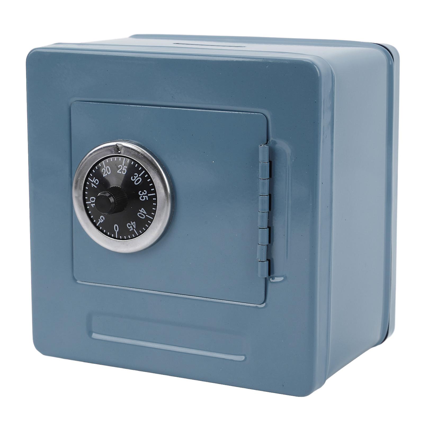 Password Box Durable Metal Password Cash Can Multifunctional Coded Lock Box Spacious Capacity Money Storage Box for Checks Keys Blue