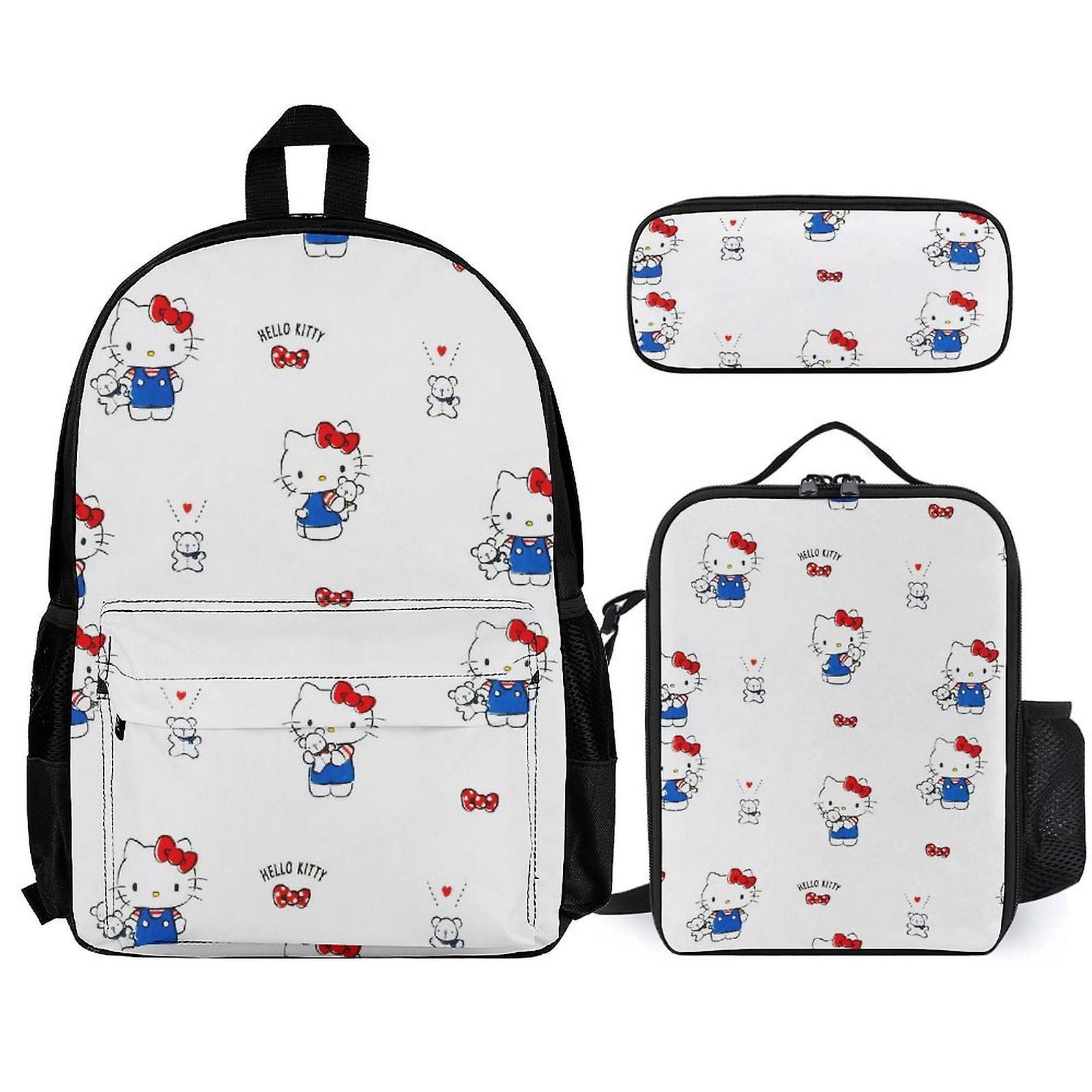 مجموعة حقيبة ظهر هالو كيتي ، حقيبة ظهر مع صندوق غداء ومقلمة 3 قطع