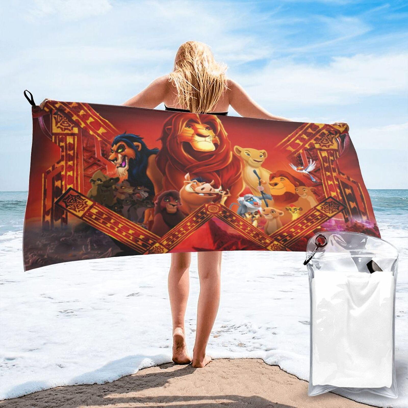 מלך האריות מגבת חוף מיקרופייבר גדולה במיוחד קלה משקל חול יבש מהיר ללא מגבות גדולות