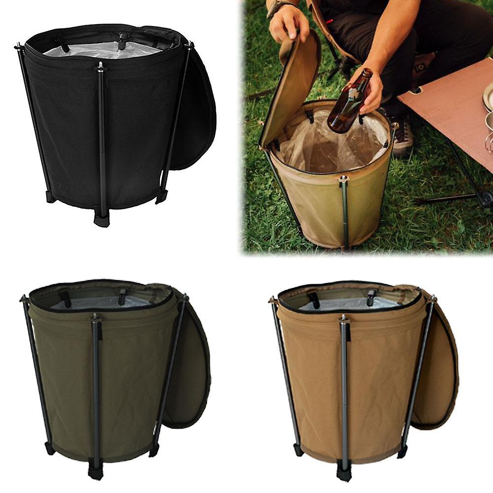 Army Green (B)$Outdoor Storage Bucket Camping Storage Bucket Portable Easy to Install Trash Can Tent Supplies