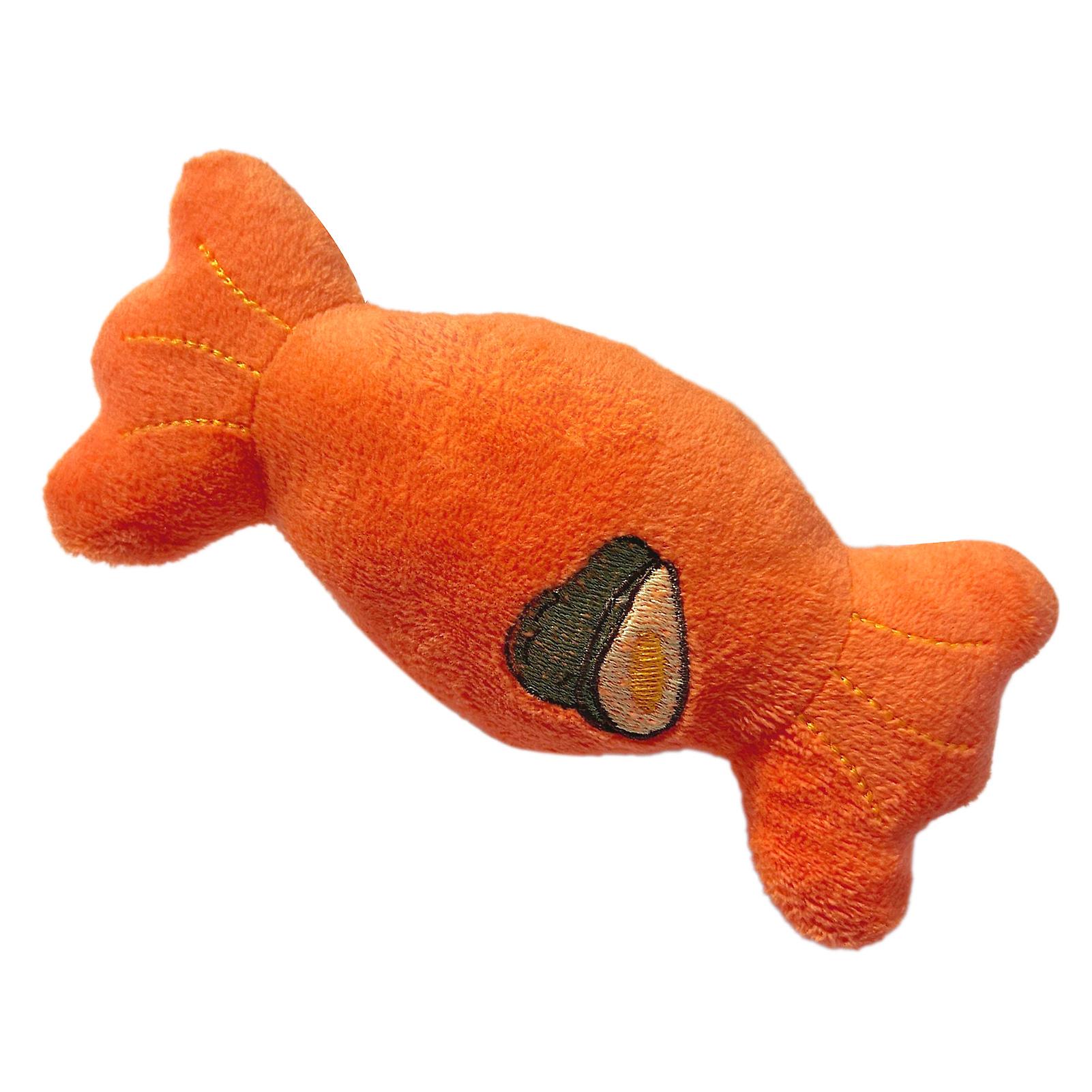 Plush Candy Dog Chew Toy Orange Squeaky Bite Resistant Plush