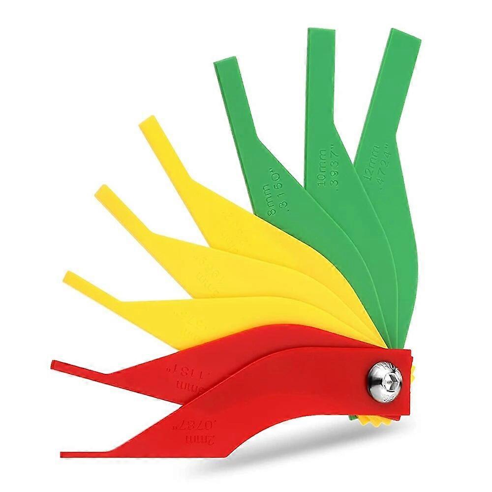 8 in1 Brake Pad Measure Ruler Plastic 2/3/4/5/6/8/10/12mm Brake Lining Thickness Gauge Set for Disc and Drum Brake Pads Check FN9U7598