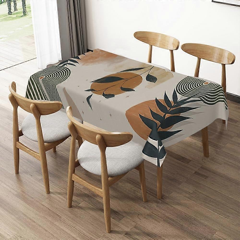 Geometric Pattern Rectangle Tablecloth Green Beige Abstract Tablecloths Retro Farmhouse Brown Beige Artistic Table Cloths 60"x90" Polyester Fabric Wat