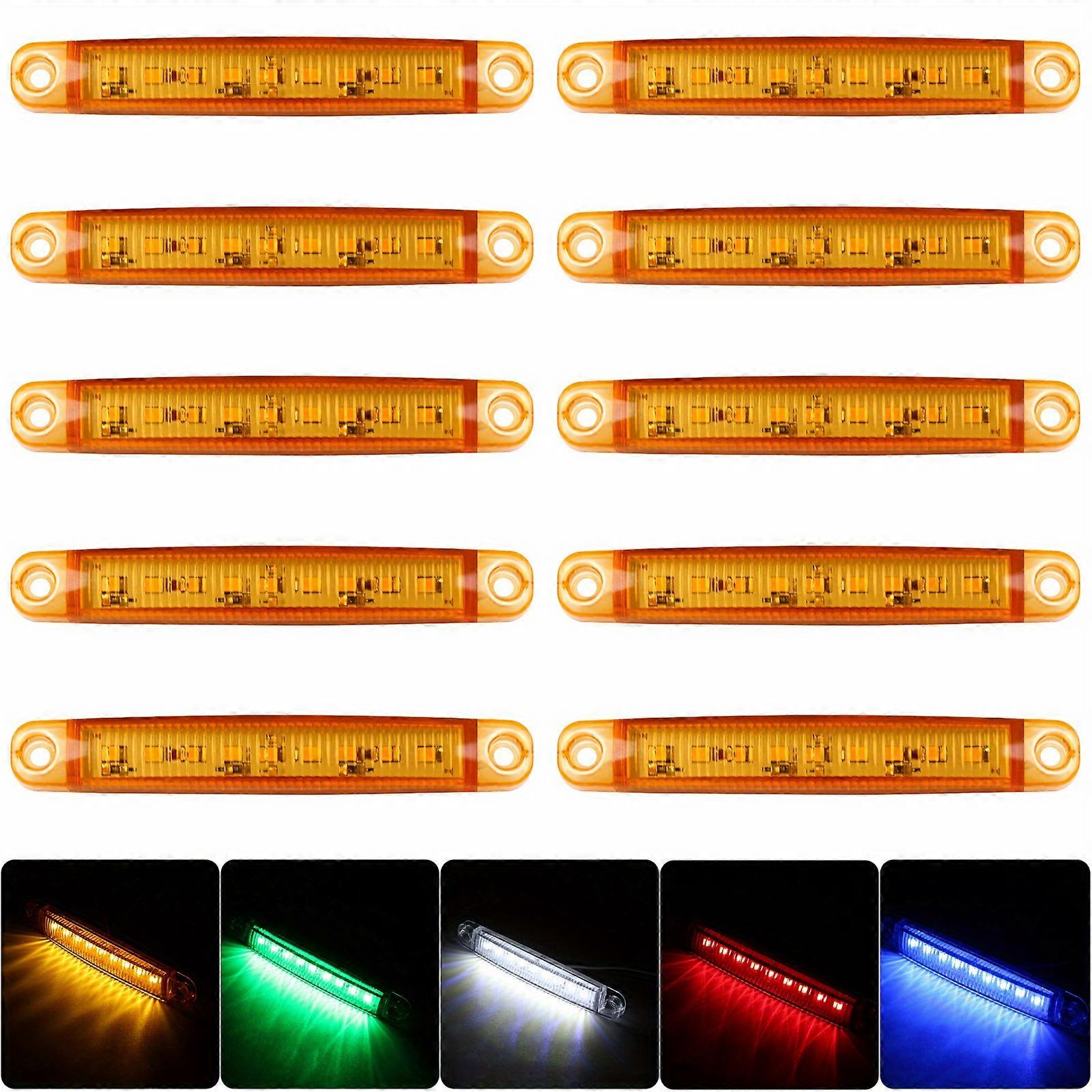 10pcs New Bright 12V 9 LED Side Marker Light Bulb Lamp Bulb Indicator Light Bulb Bar For Truck Trailer Bus Boat Rv Lorries - Yellow/Red/White/Blue/Gre